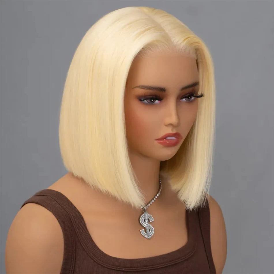 613 Blonde Straight Bob Wig 12A Human Hair Wig Transparent Lace Frontal Wigs 13x4 Brazilian Wigs Pre Plucked For Black Women