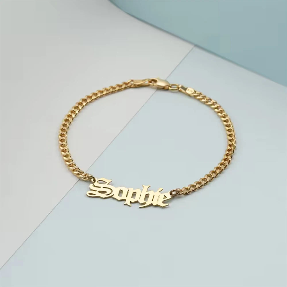 Personalized Name Anklet Stainless Steel Cuban Chain