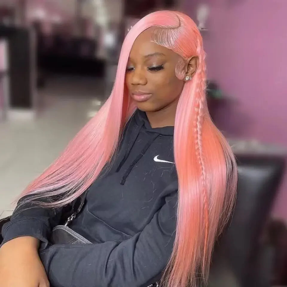 Pink Human Hair Lace Frontal Wig Brazilian 13x6 Straight Lace Front Wig Pre Plucked 613 Colored Hd Lace Frontal Wigs For Women