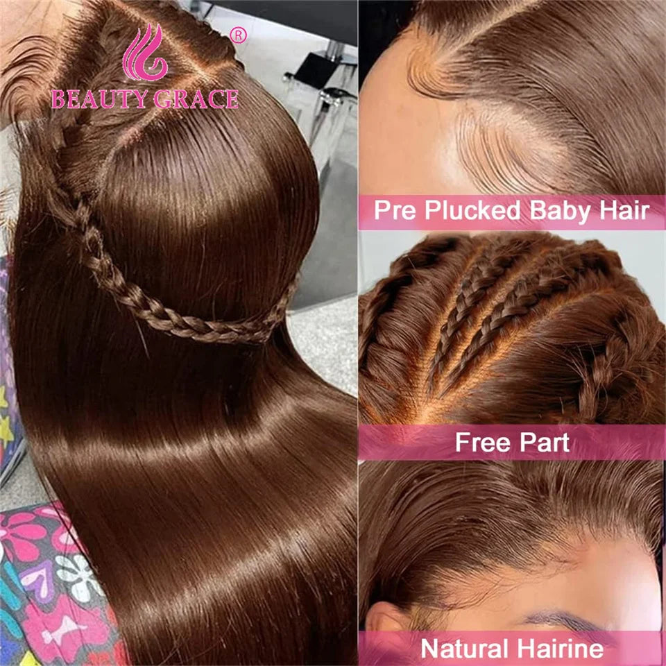 Chocolate Brown Lace Front Wig - 100% Human Hair