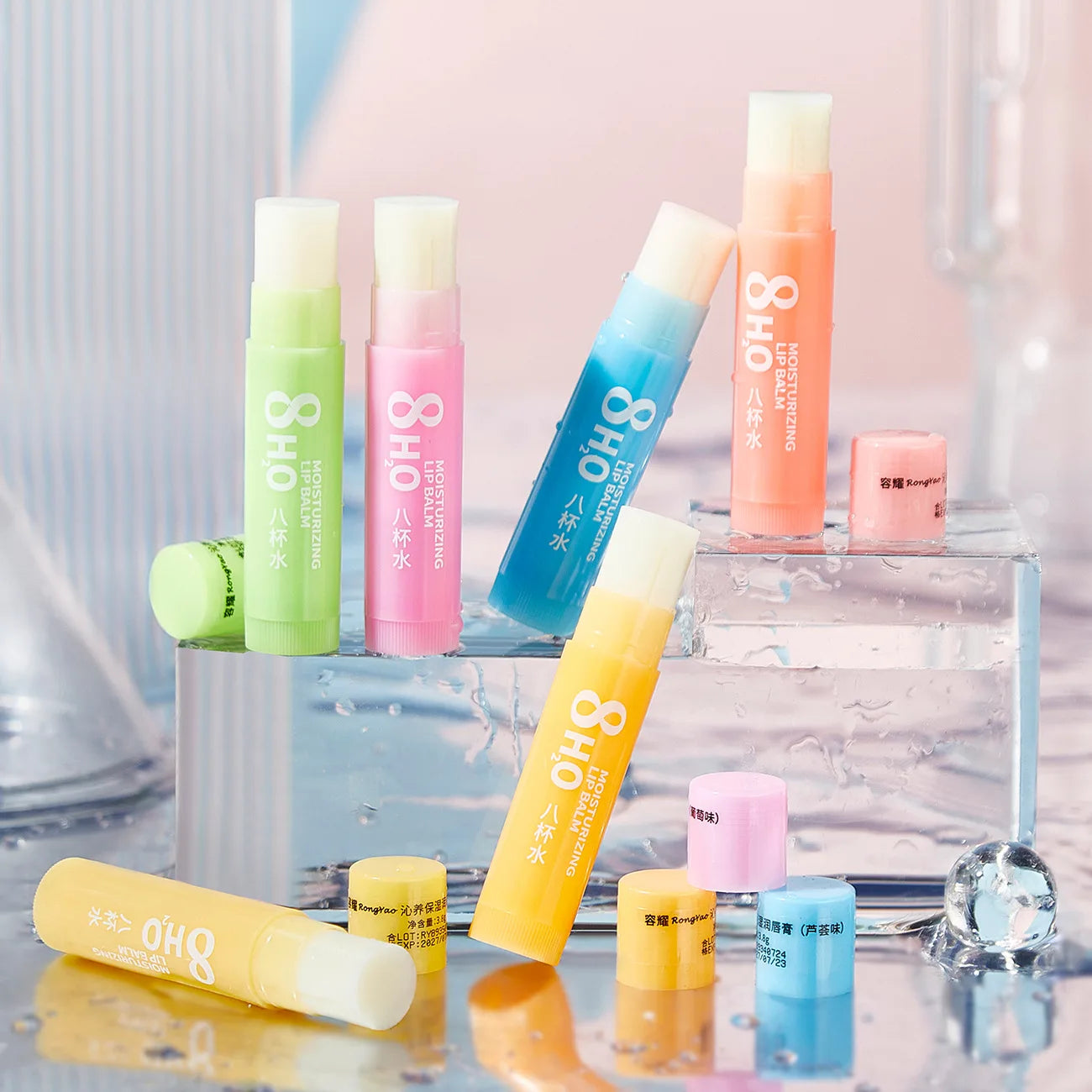 6pcs/Set Fruits Lipstick Sets Moisturizing Lip Balm Kit Orange Grape Aloe Strawberry Brightening Hydrating Lips Skin Care