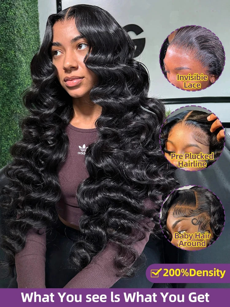 200 Density 30 Inch Curly Wigs 13x6 Hd Lace Front Loose Waves Wig Human Hair Brazilian Loose Deep Wave Wig Curly Human Hair Wig