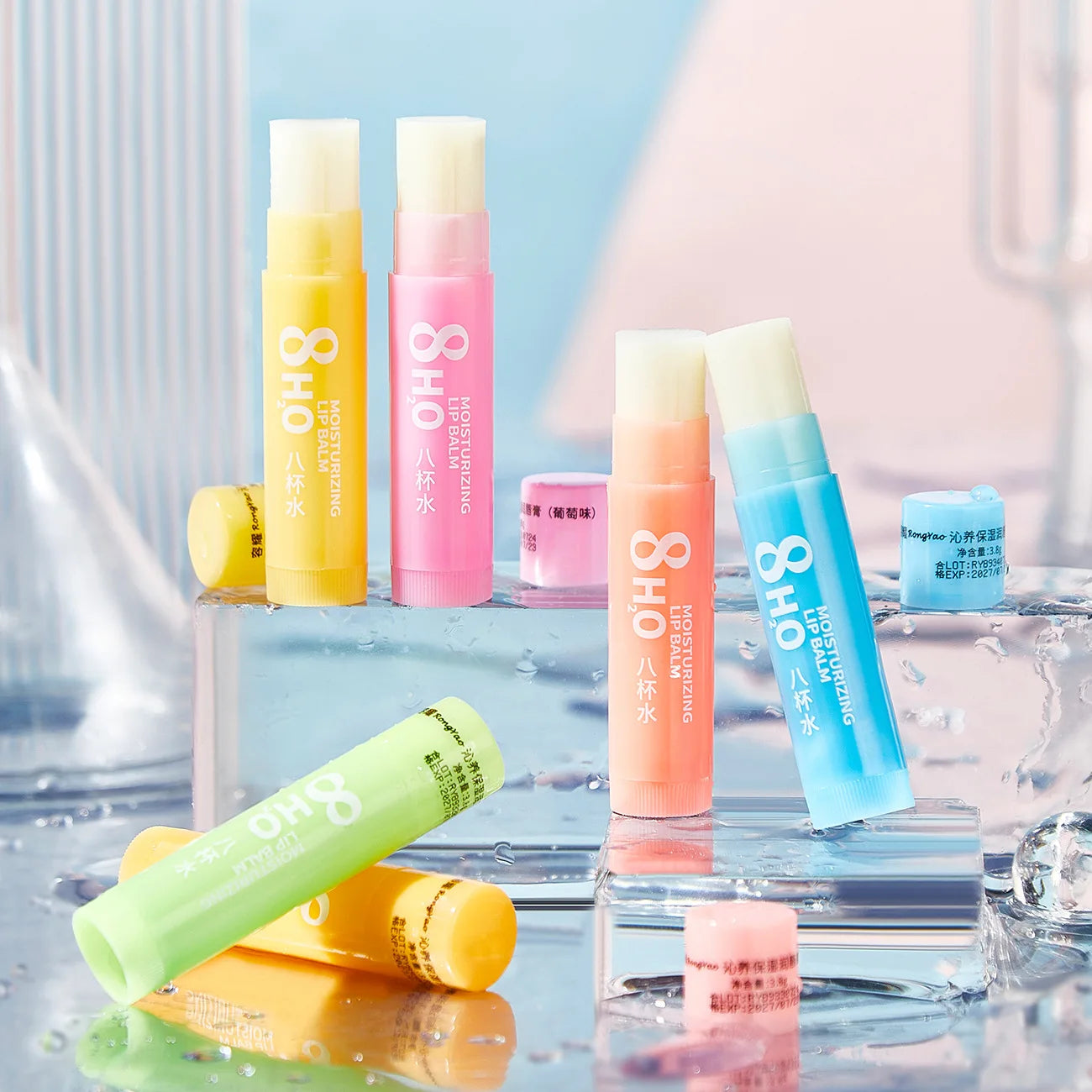 6pcs/Set Fruits Lipstick Sets Moisturizing Lip Balm Kit Orange Grape Aloe Strawberry Brightening Hydrating Lips Skin Care