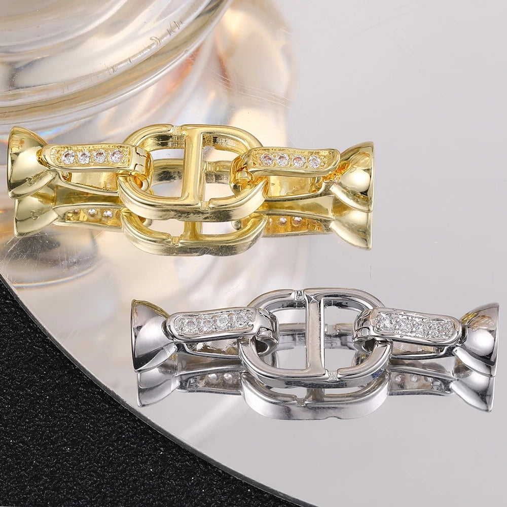 Juya 18K Gold Silver Plated Decoration Accessories Fastener Closure Pearls Clasps Lock For DIY Needlework Beads Jewelry Making