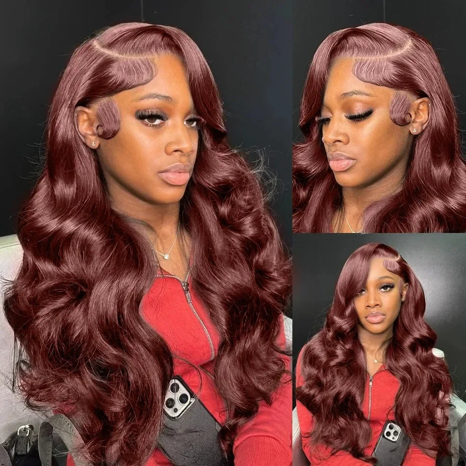 220 Density Reddish Brown 13x6 HD Lace Front Wigs Human Hair 13x4 Body Wave Colored Lace Frontal Wig 13x6 Chocolate Borwn Wig