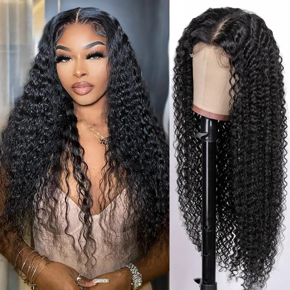 Curly Glueless Human Hair Wigs - Deep Wave Ready to Wear