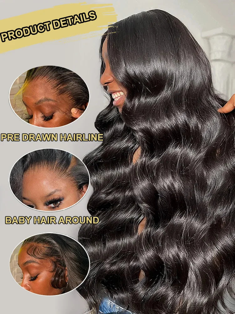 30 40 Inch HD 200% 13x6 Body Water Wave Lace Front Human Hair Wigs 13x4 Lace Frontal Wig 5x5 Glueless Closure Ready To Wear Wig