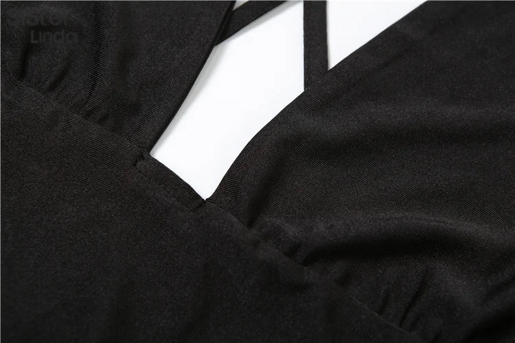 New Women's Hanging Neck Low Cut Open Back Sexy Jumpsuit Popular in Spring 2024 European And American Style Nightclub Jumpsuit