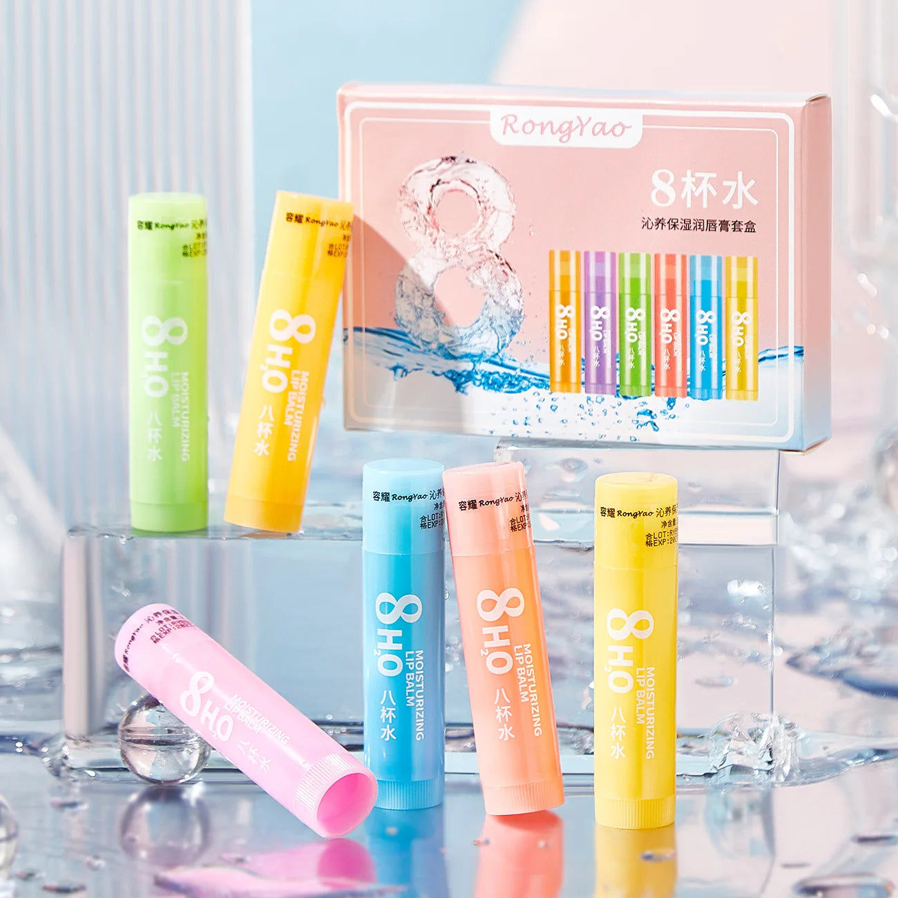 6pcs/Set Fruits Lipstick Sets Moisturizing Lip Balm Kit Orange Grape Aloe Strawberry Brightening Hydrating Lips Skin Care