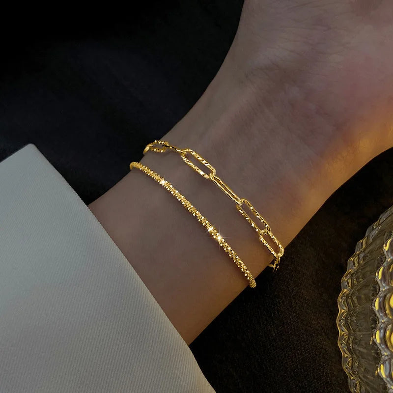 Y2K Zircon Ins Bracelets for Women Korean Fashion Sweet Girls Sparkling Hollow Heart Delicate Chain Bracelet Party Jewelry