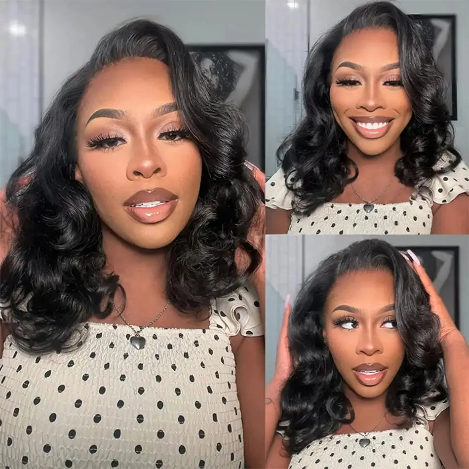 Brazilian Body Wave Short Bob Wig 13x4 Lace Frontal Human Hair Wigs 200% Density 4x4 Lace Closure Wig Natural Body Wave Bob Wigs