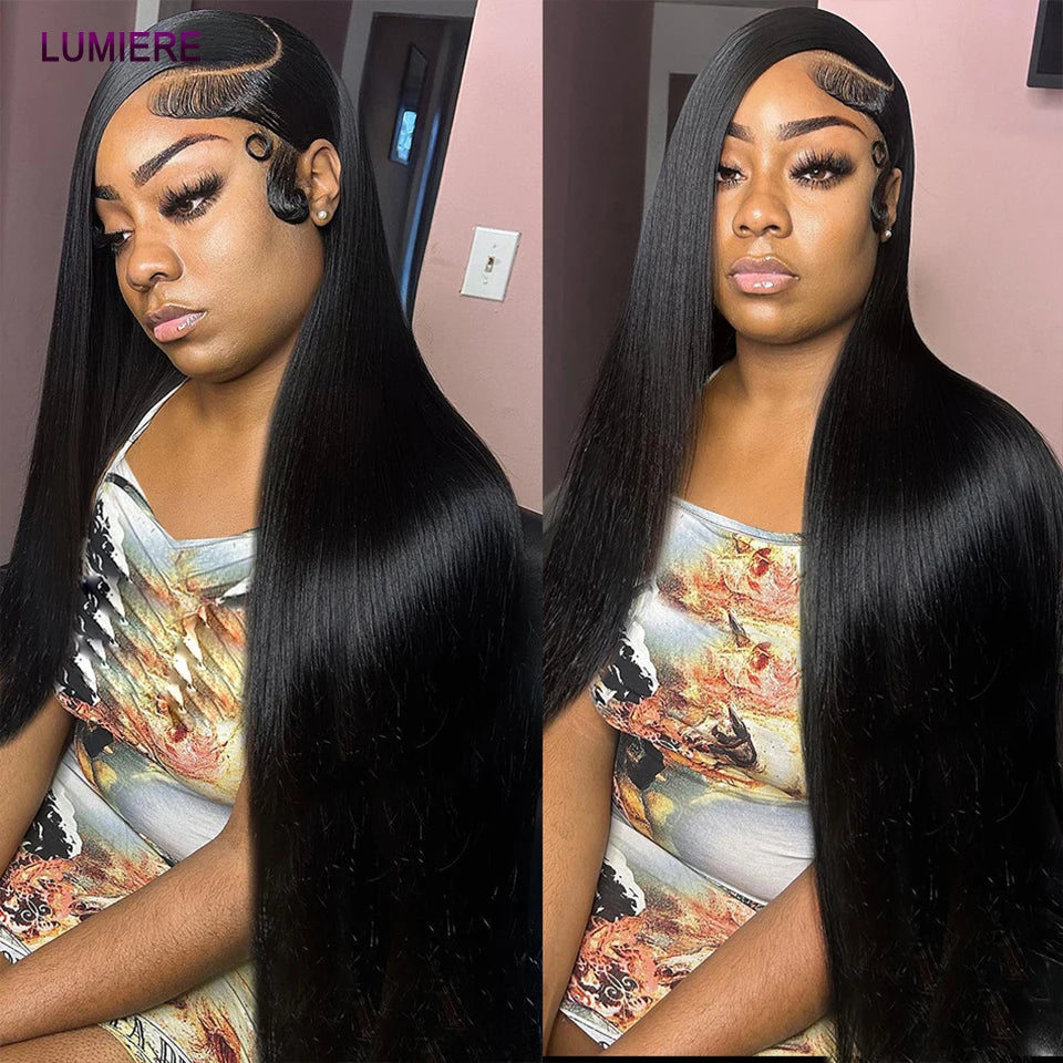 Bone Straight Human Hair Bundles with 13x4 HD Transparent Lace Frontal Closure And Bundle 100% Virgin Hair Weave 3/4 Bundle Deal
