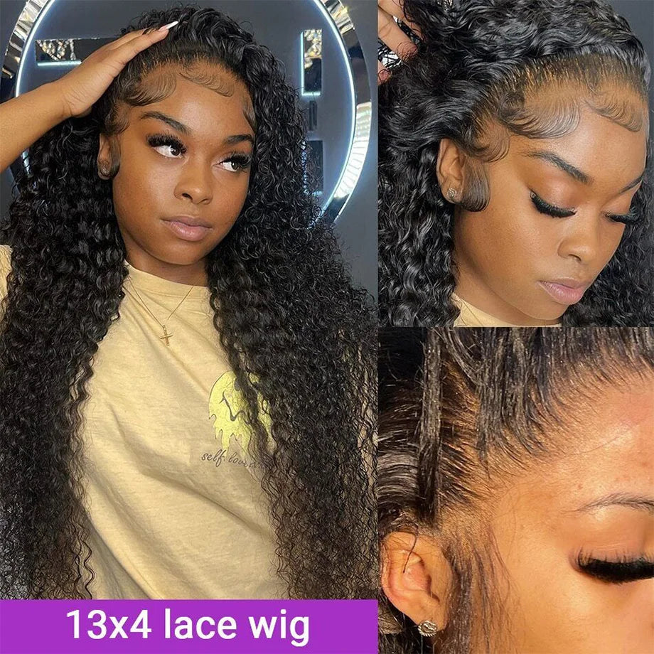 Deep Wave Frontal Wig 13x6 Lace 13x4 Curly Lace Front Human Hair Wigs For Women Wet And Wavy 4x4 Water Lace Closure Wig