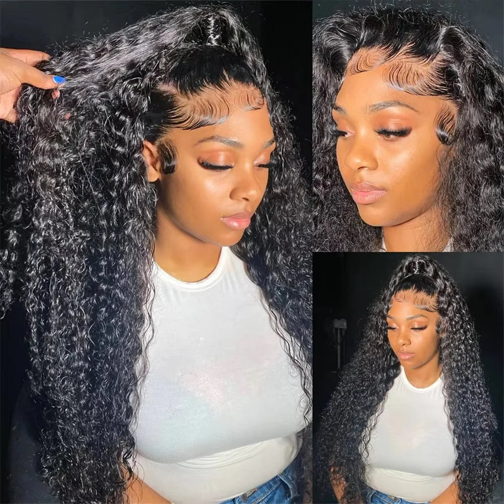 13x6 Hd Lace Frontal Wig Human Hair Brazilian Curly Wigs Pre Plucked Wet And Wavy 36 Inch Deep Wave Human Hair Lace Frontal Wig