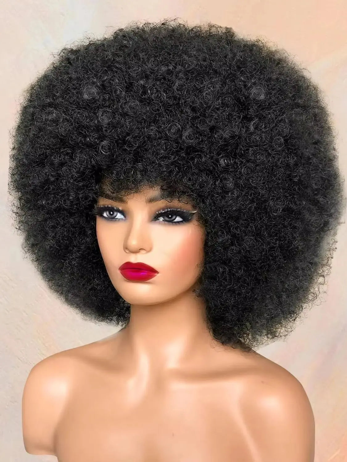 Brazilian Afro Kinky Curly Bob Wigs 200% Density Remy Human Hair Wigs Nature Black Color Wigs With Bang Glueless For Black Women