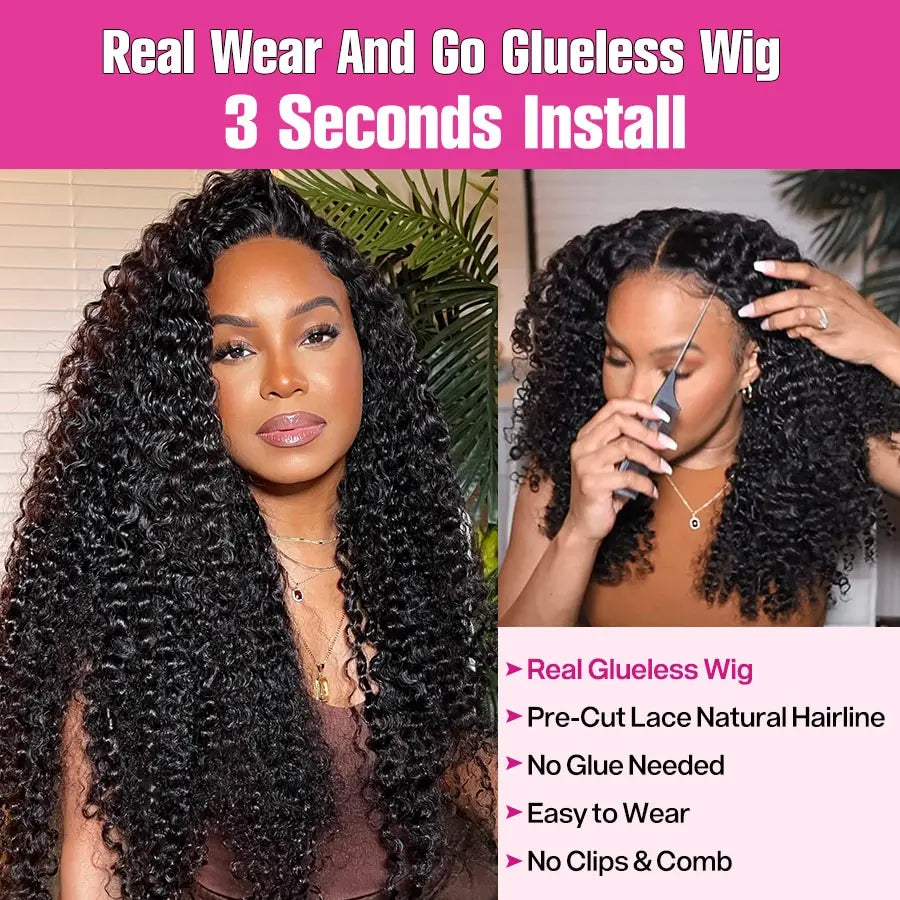 250 Density Wear And Go Deep Wave Glueless Wig Human Hair For Women 7x5 13x6 Hd Frontal Curly Lace Front Wigs