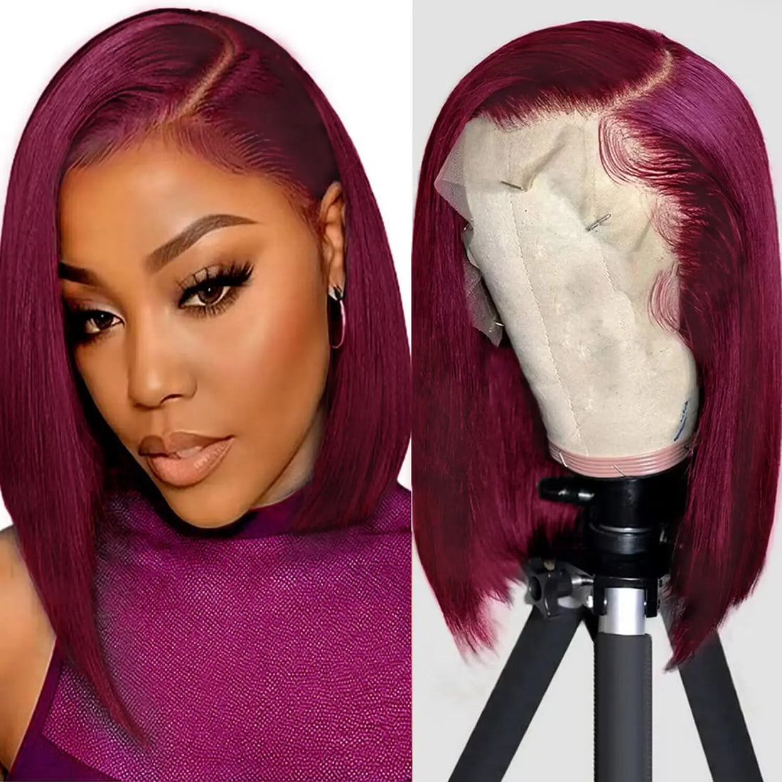 99J Burgundy Lace Front Wigs 13x4 Straight Short Bob Wig Human Hair Bob Wigs for Black Women Pre Plucked Natural Hairline