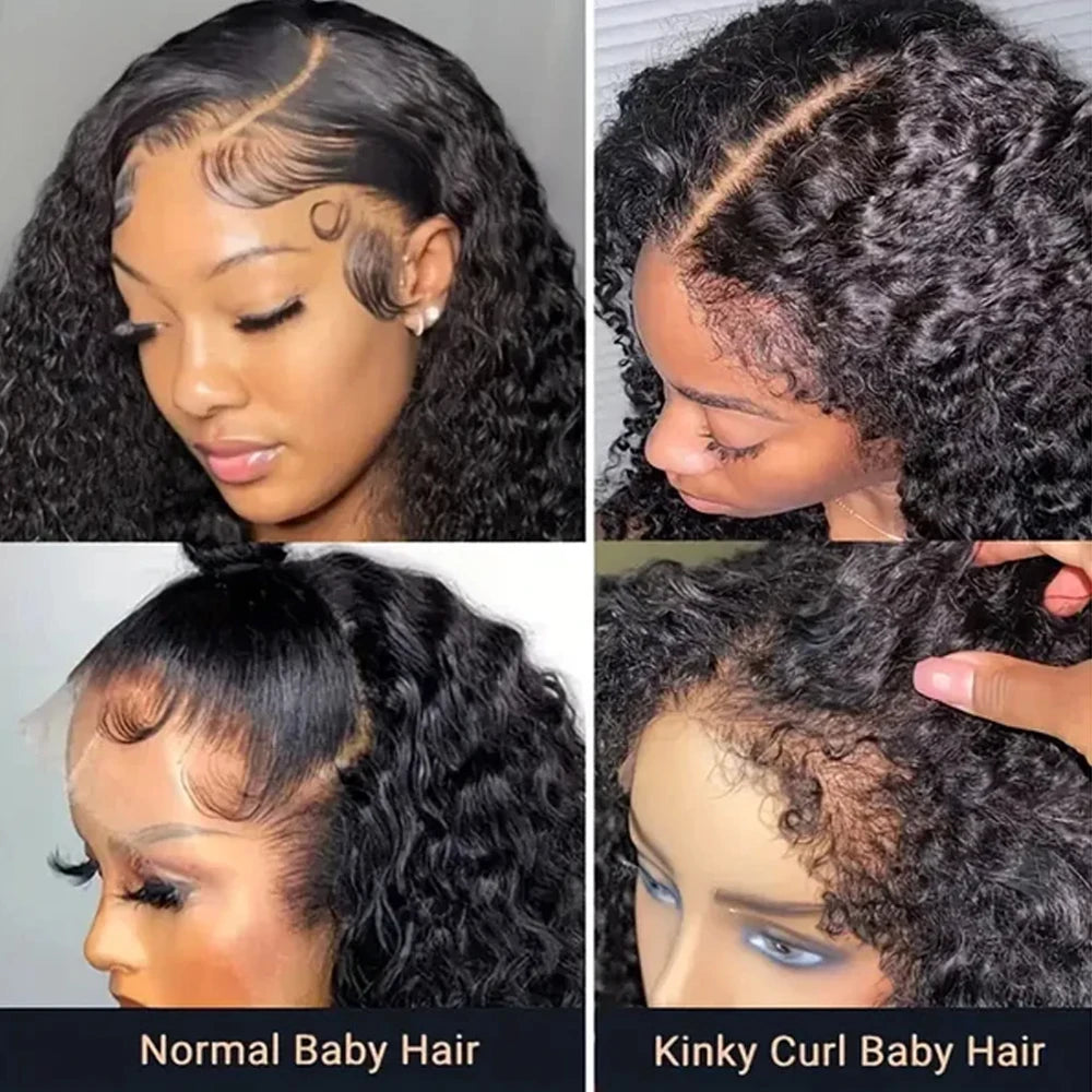 Short Bob Kinky Curly Human Hair Wig – 4C Edges Lace Front & 4x4 Closure, Transparent Lace Natural Hairline (100% Remy)