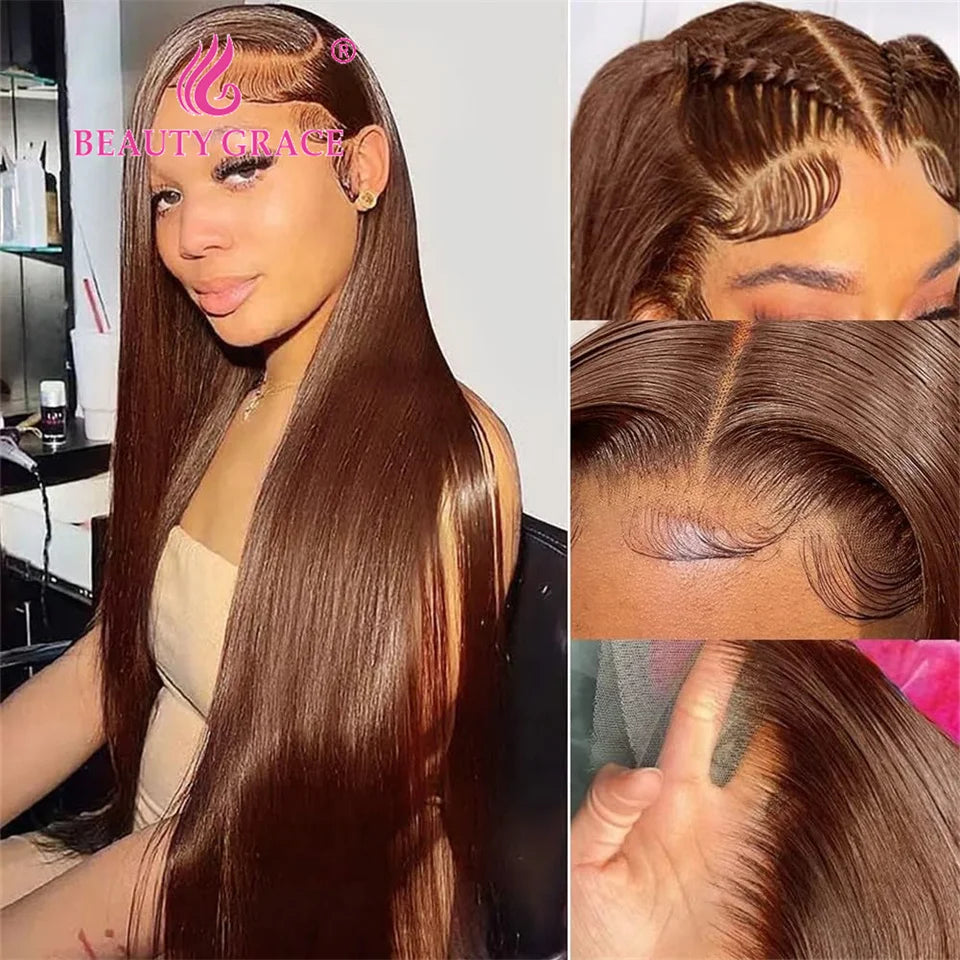 Chocolate Brown Lace Front Wig - 100% Human Hair