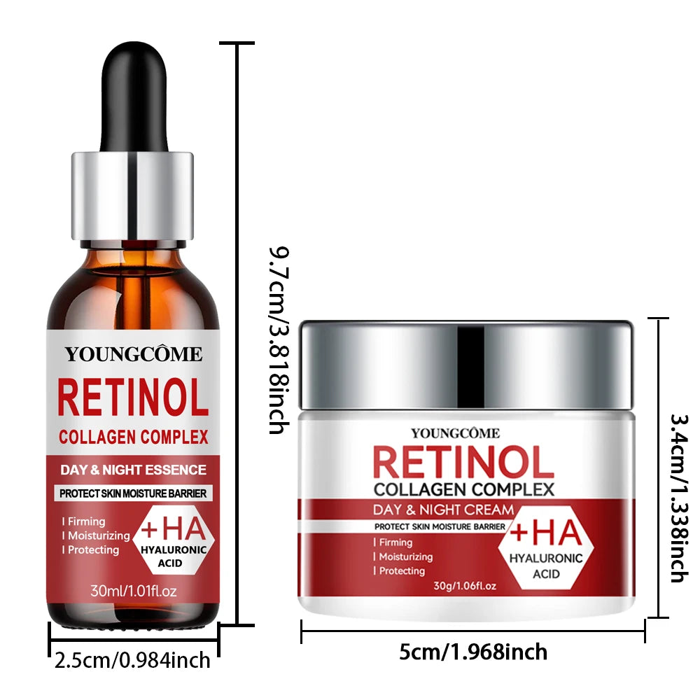 Retinol Cream & Serum Set – Anti-Aging Collagen Moisturizer with Vitamin E