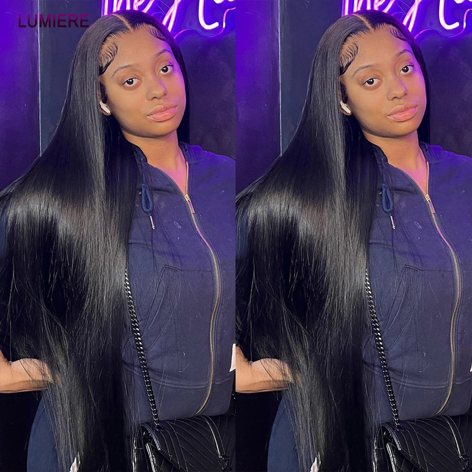Bone Straight Human Hair Bundles with 13x4 HD Transparent Lace Frontal Closure And Bundle 100% Virgin Hair Weave 3/4 Bundle Deal