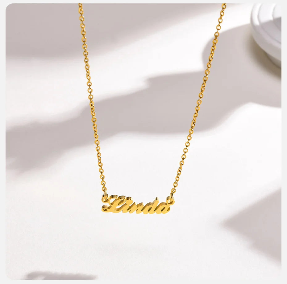 Vnox Custom Name Necklaces for Girls Boys, Stainless Steel Personalized Baby Nameplate Chokers Collar Gift Jewelry