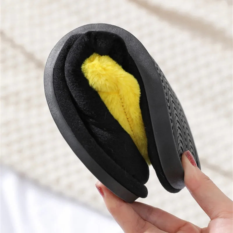 Women’s Plush Heart Slippers – Warm Indoor Non-Slip Winter House Shoes