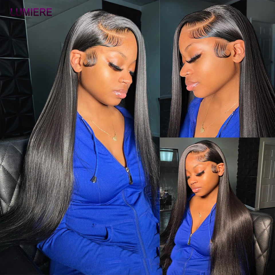 Bone Straight Human Hair Bundles with 13x4 HD Transparent Lace Frontal Closure And Bundle 100% Virgin Hair Weave 3/4 Bundle Deal