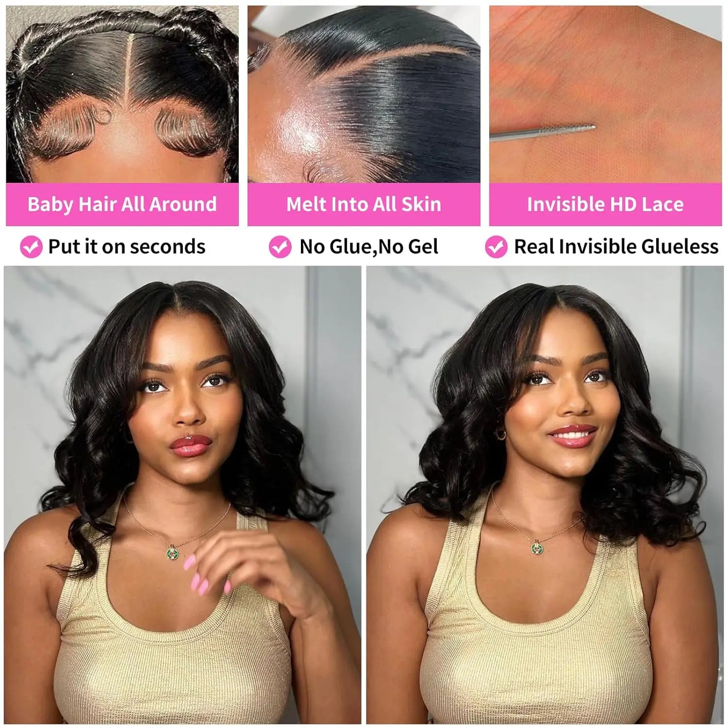 Brazilian Body Wave Short Bob Wig 13x4 Lace Frontal Human Hair Wigs 200% Density 4x4 Lace Closure Wig Natural Body Wave Bob Wigs