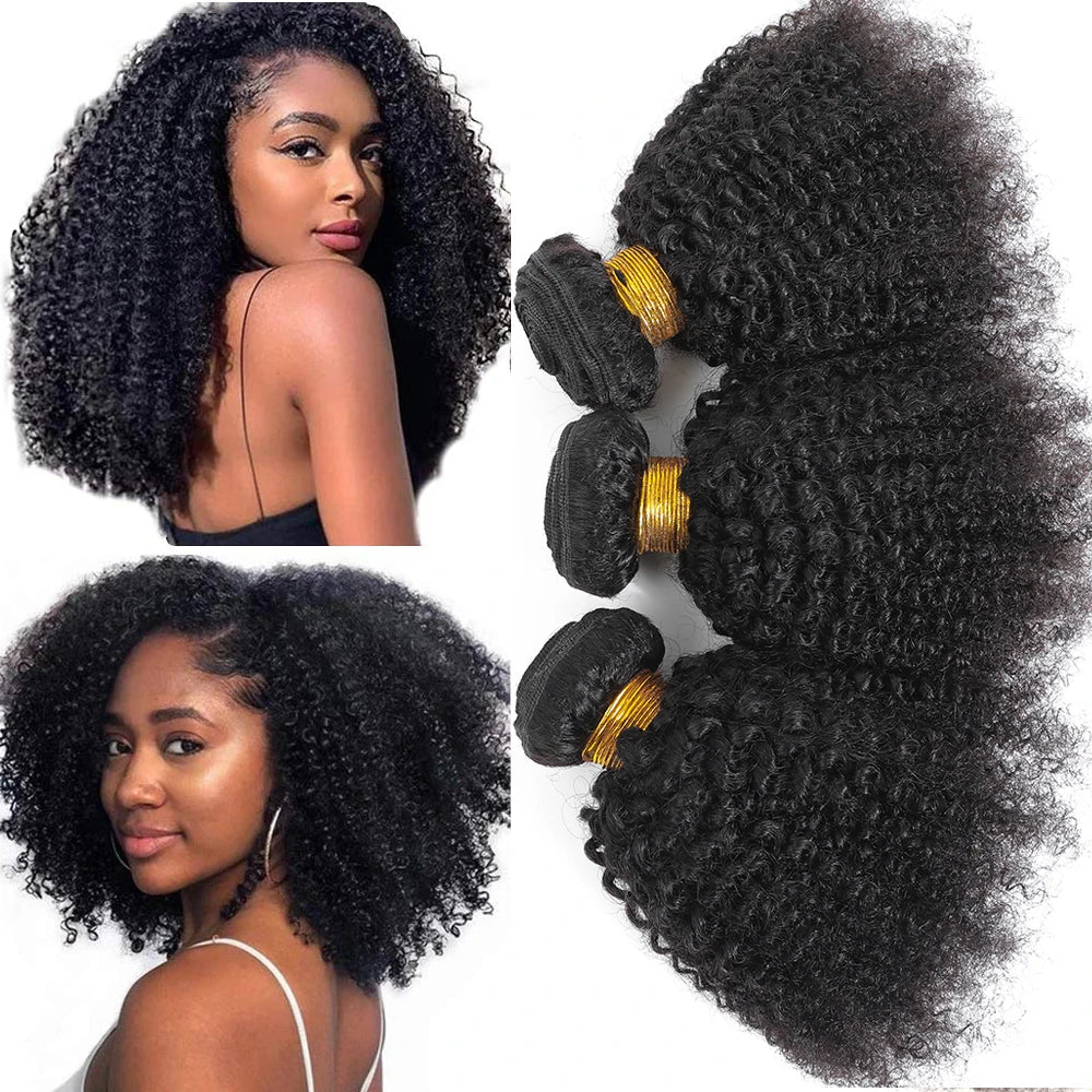 Afro Kinky Curly Bundles Mongolian Kinky Curly Hair Bundles Extension Remy 1 2 3 bundles Deal Curly Human Hair Bundles For Women