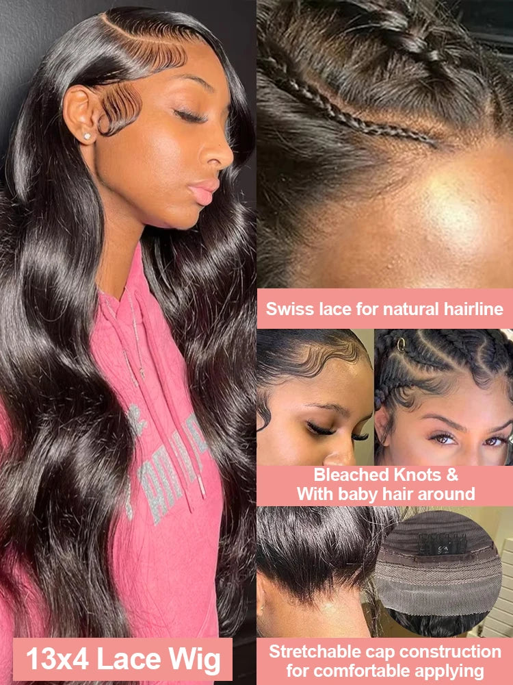 HD Body Wave Lace Front Wig for Women High-Density Brazilian Human Hair Extensions 36-40 Inch 13x6 and 13x4