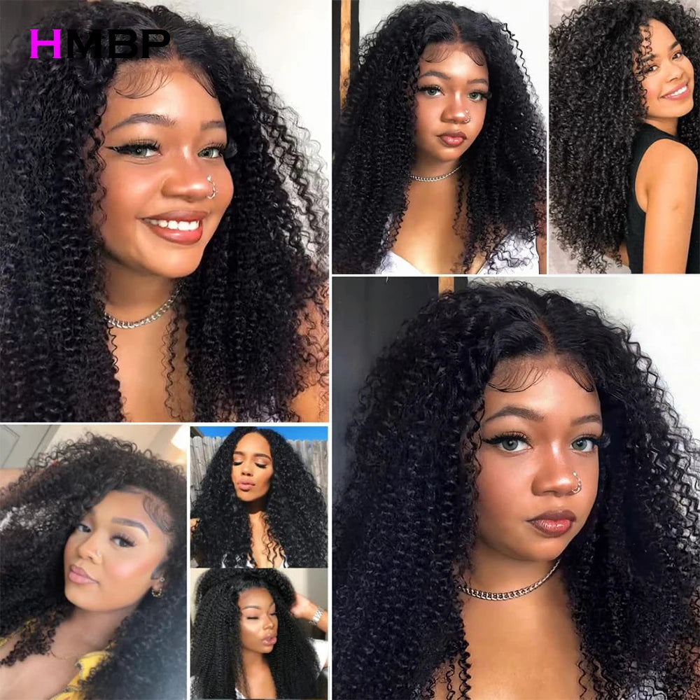 Kinky Curly Human Hair Wig – 13x4/13x6 HD Transparent Lace Frontal, Pre-Plucked Brazilian Remy Wig (180% Density)