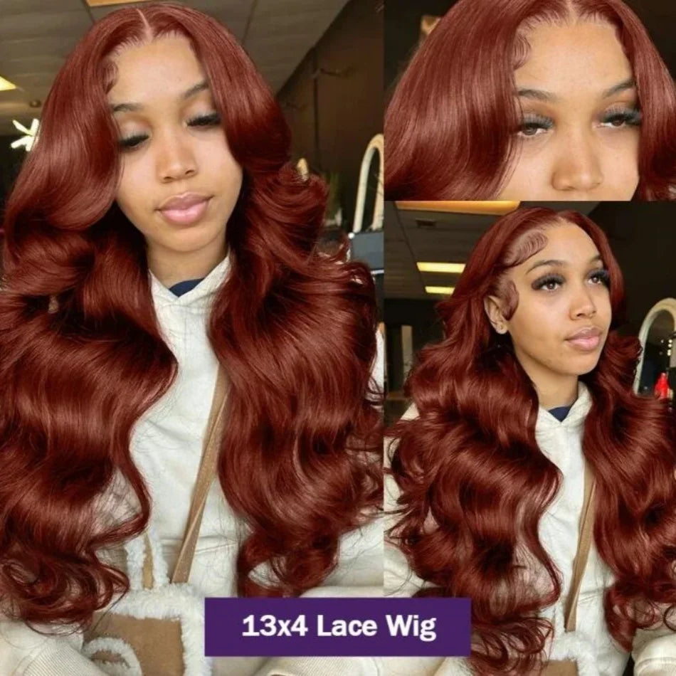 220 Density Reddish Brown 13x6 HD Lace Front Wigs Human Hair 13x4 Body Wave Colored Lace Frontal Wig 13x6 Chocolate Borwn Wig