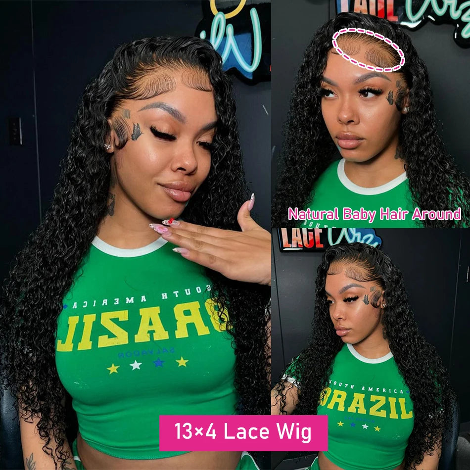 Transparent Water Wave 13x6 Lace Front 360 Lace Curly Wigs For Women Human Hair PrePlucked 13x4 Deep Wave Lace Frontal Wig