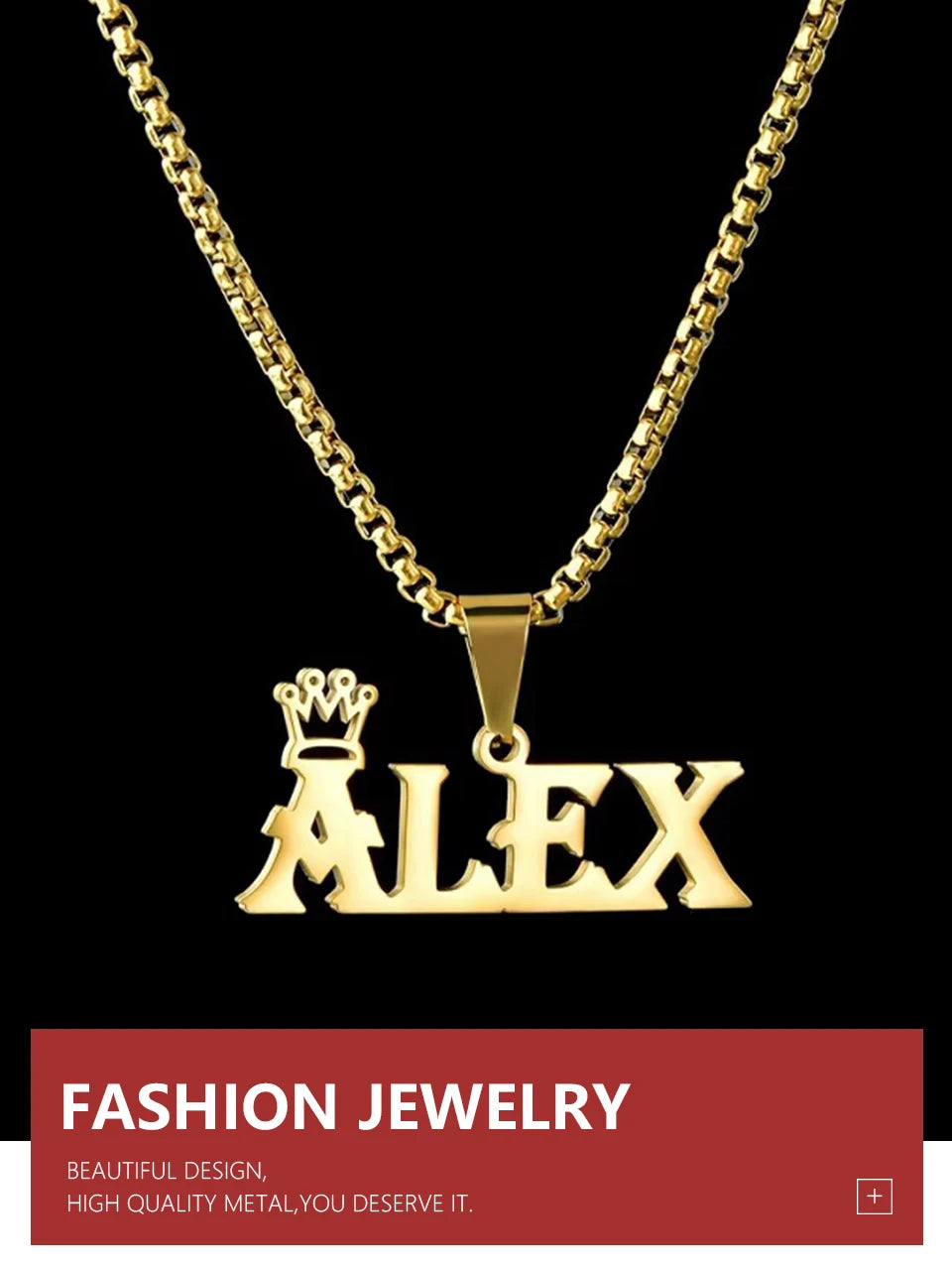 Lemegeton Custom Name Necklace Men Stainless Steel Jewelry Personalized Crown Pendant Customized Punk Thick Chain Party Gifts