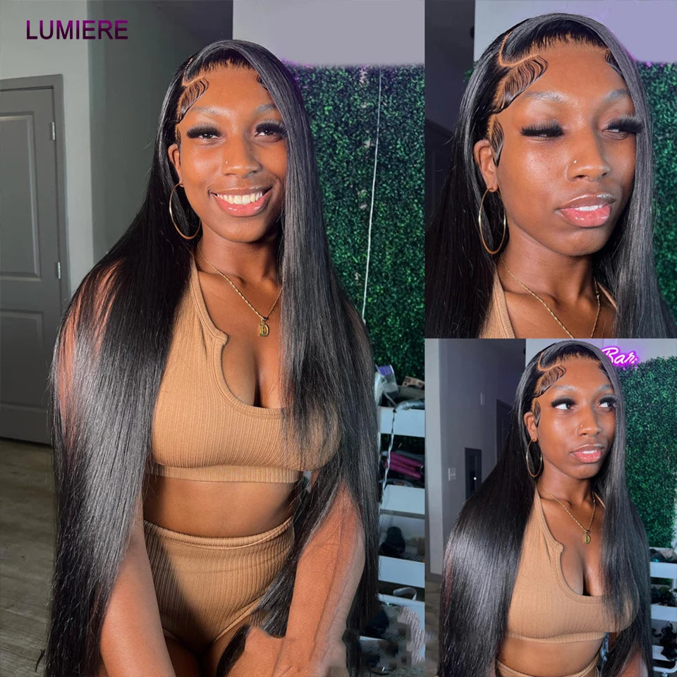 Bone Straight Human Hair Bundles with 13x4 HD Transparent Lace Frontal Closure And Bundle 100% Virgin Hair Weave 3/4 Bundle Deal
