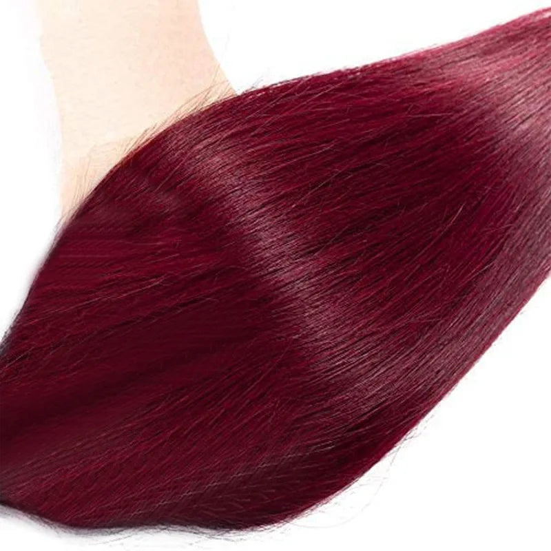 Straight Human Hair Bundles 8-26 Inch 100g/Bundle Double Weft Weave Extensions Brazilian Color 99j 3 Bundles Human Hair