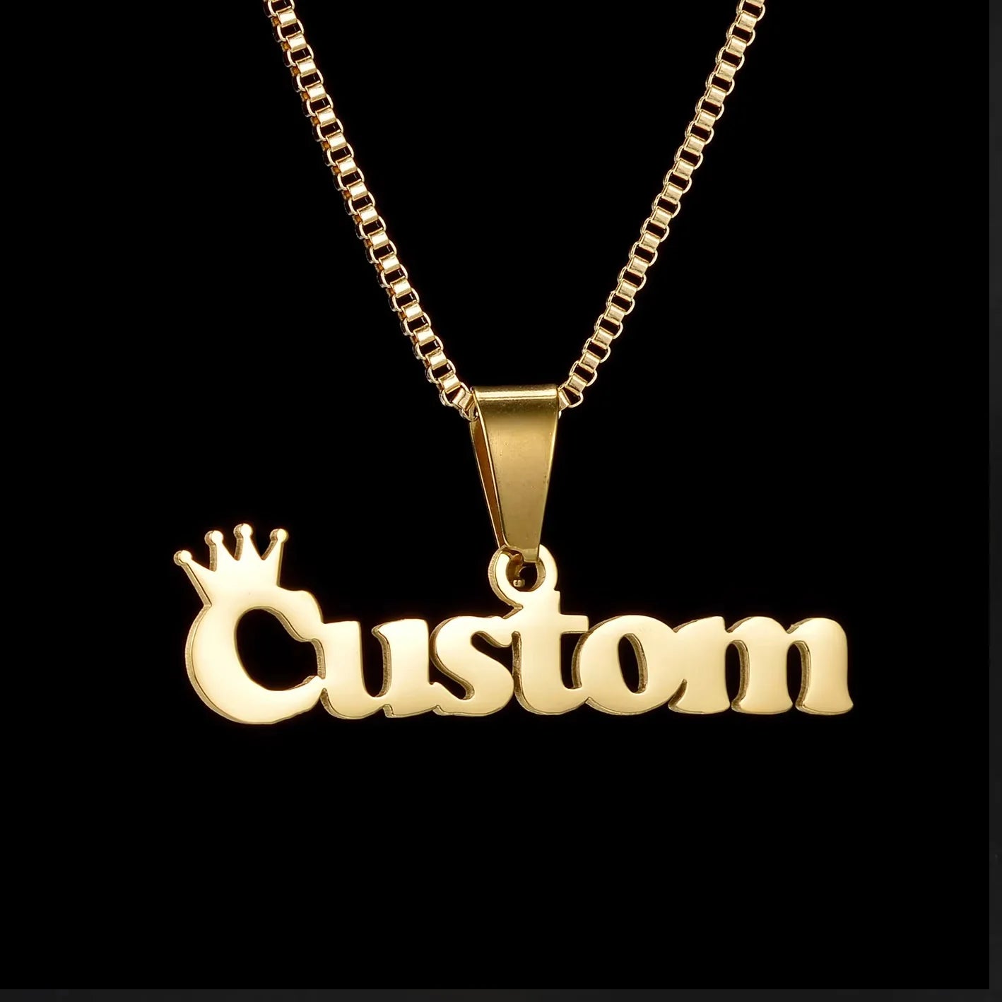 Lemegeton Custom Name Necklace Men Stainless Steel Jewelry Personalized Crown Pendant Customized Punk Thick Chain Party Gifts
