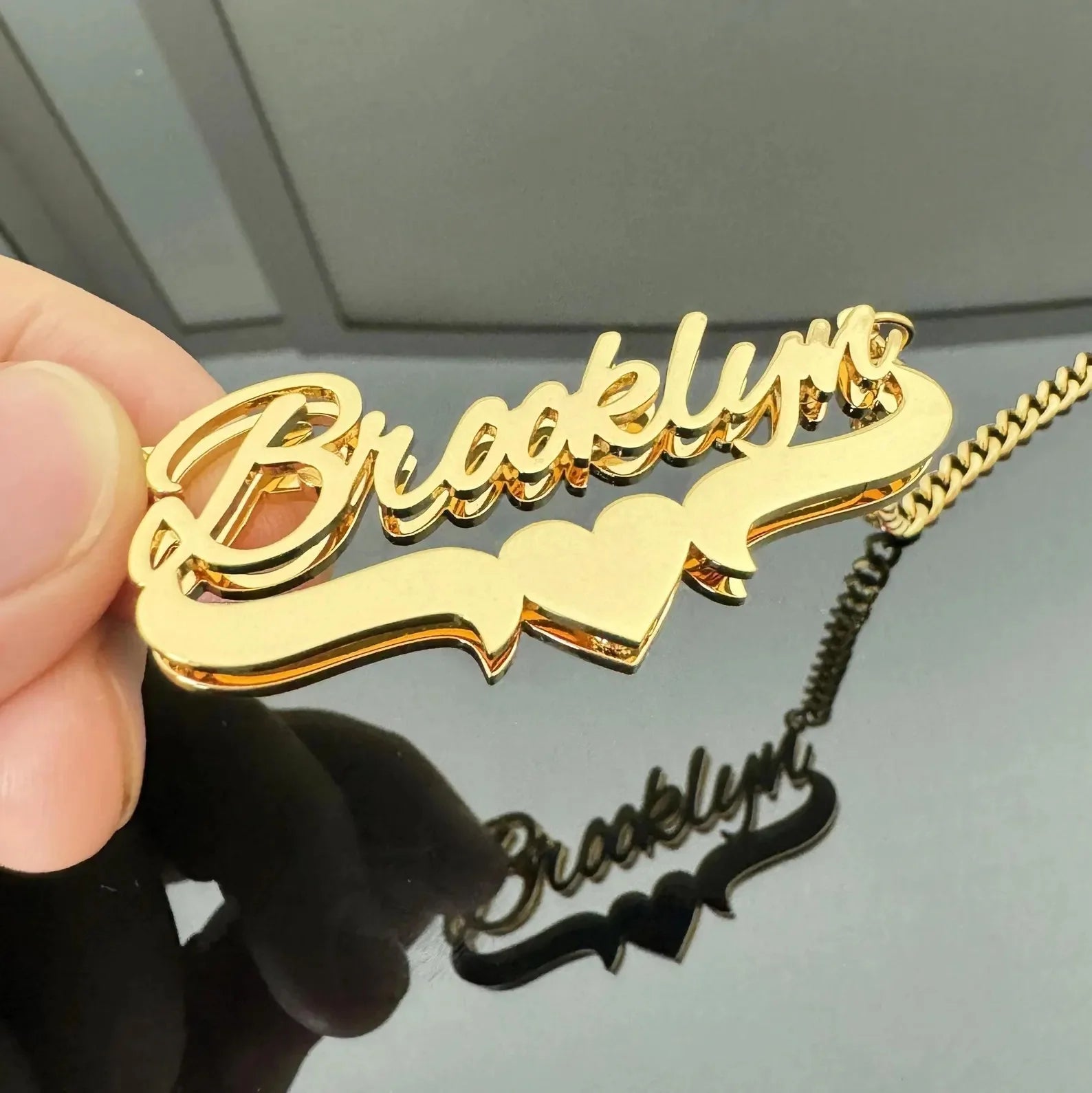 Necklace for Women Men Nameplate  Layer 3D Necklace Stainless Steel Jewelry