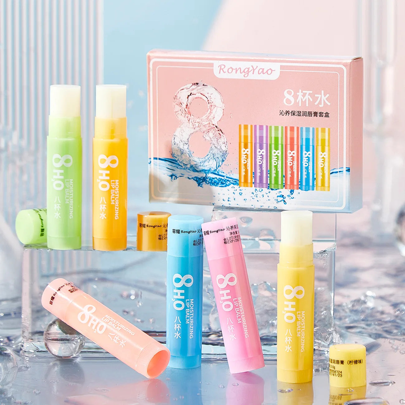 6pcs/Set Fruits Lipstick Sets Moisturizing Lip Balm Kit Orange Grape Aloe Strawberry Brightening Hydrating Lips Skin Care