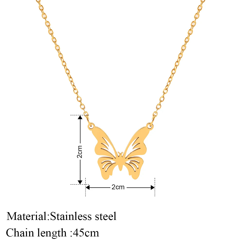 Stainless Steel Necklaces Exquisite Elegant Butterfly Pendant Choker Chain Fashion Chic Necklace For Women Jewelry Friend Gifts
