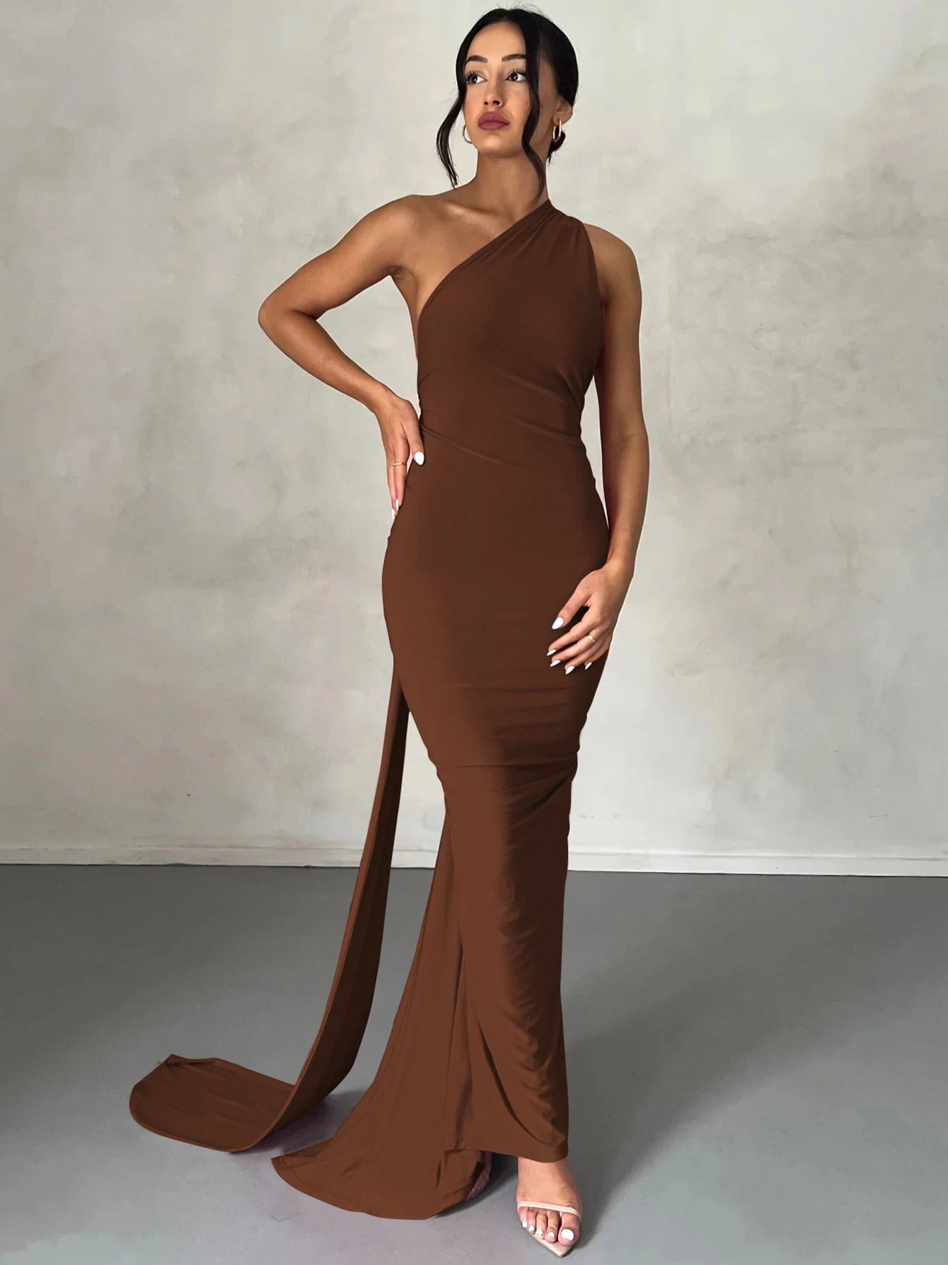 Dulzura Neon Y2K Clothes One Shoulder Sleeveless Backless Ruched Bodycon Maxi Dresses For Women Club Birthday Party Evening Prom