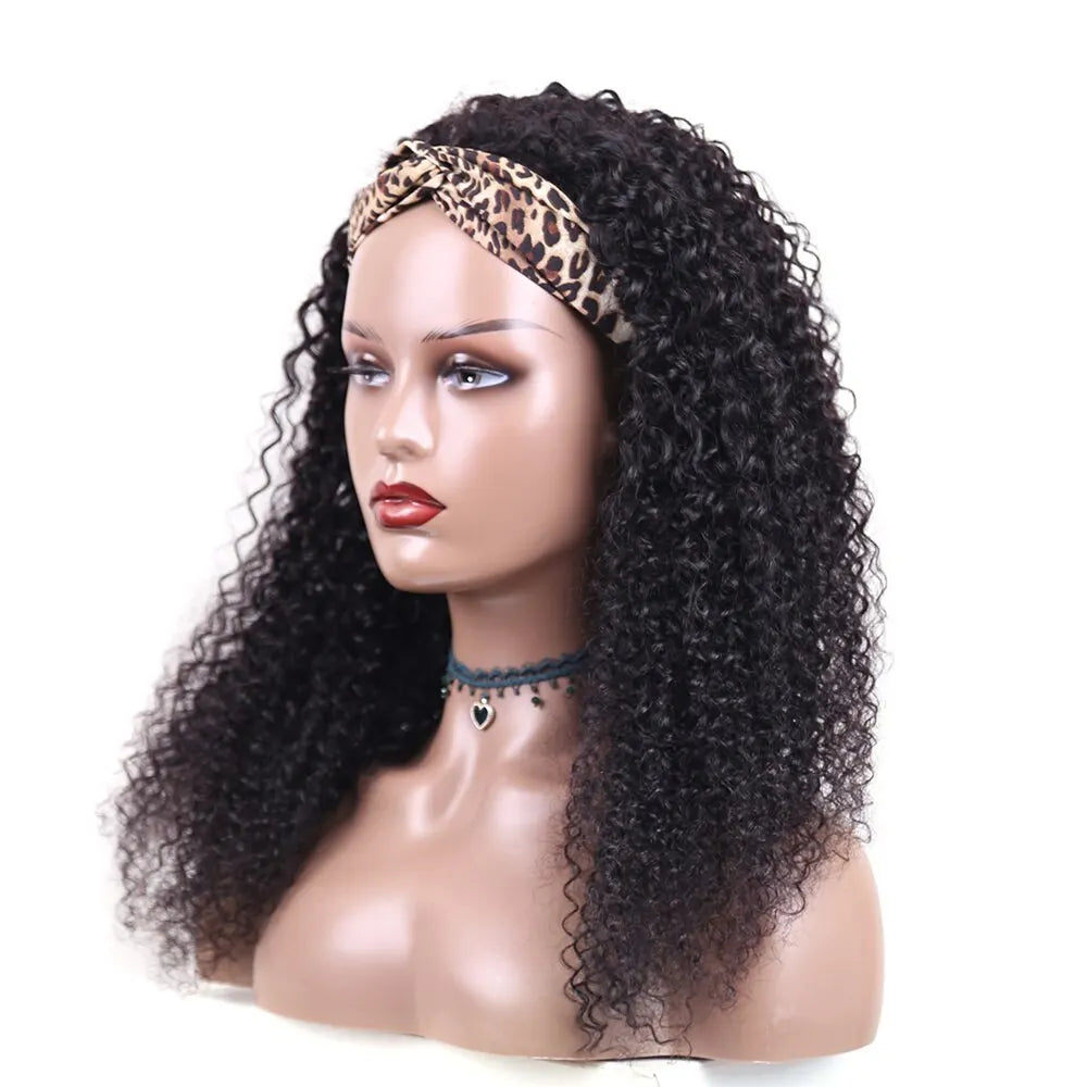 Brazilian Kinky Curly Headband Wig – Short Bob Human Hair, 180% Density Glueless Wear & Go Wig for Women