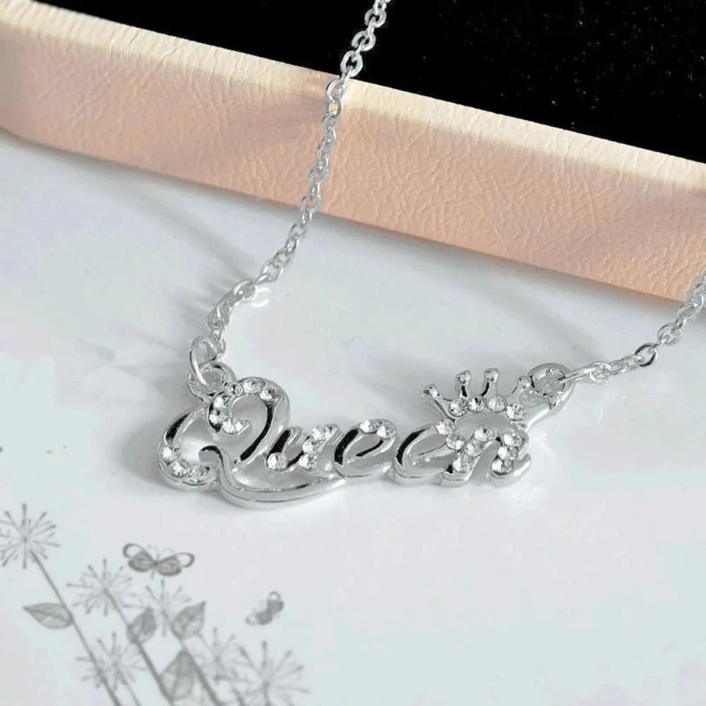 New Fashion Luxury Gold-Color Queen Crown Chain Necklace Zircon Crystal  Women  Jewelry Birthday Present