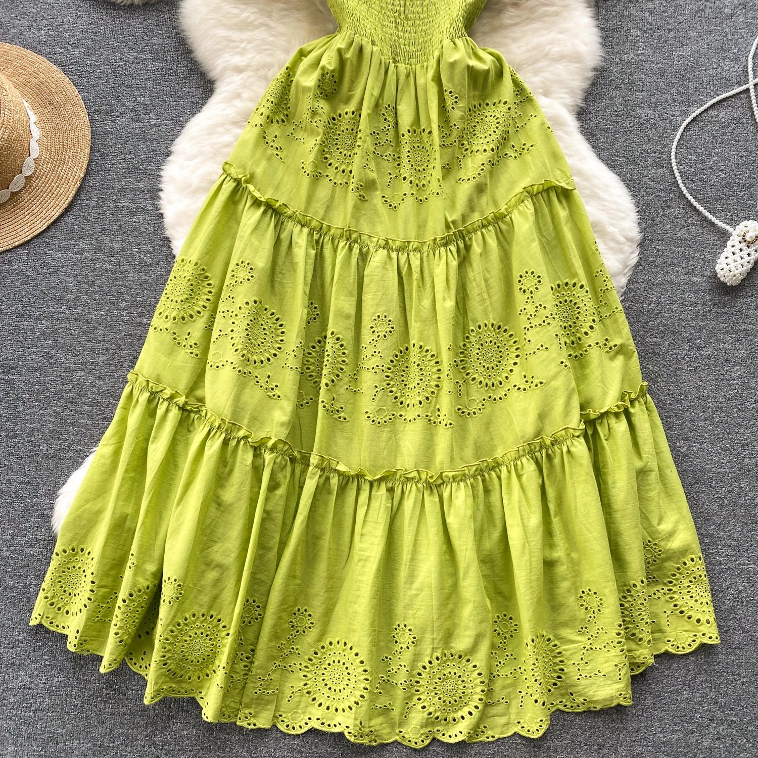 Elegant Sexy Backless High Waist embroidery Slip Dress Fairy A-line Summer Beach Vacation Slim Women Evening Party Dress