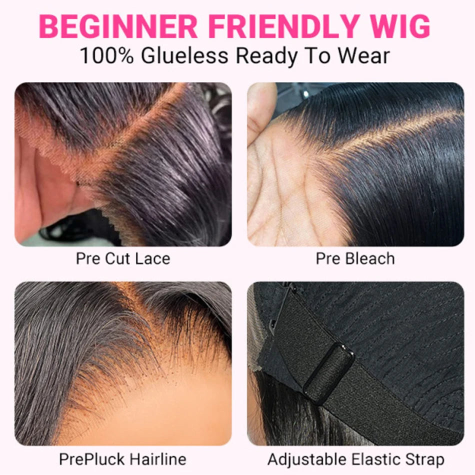 Glueless Wig Straight Short Bob Human Hair Wigs 13x4 HD Transparent Lace Frontal Peruvain Remy Hair Bob Glueless Wig
