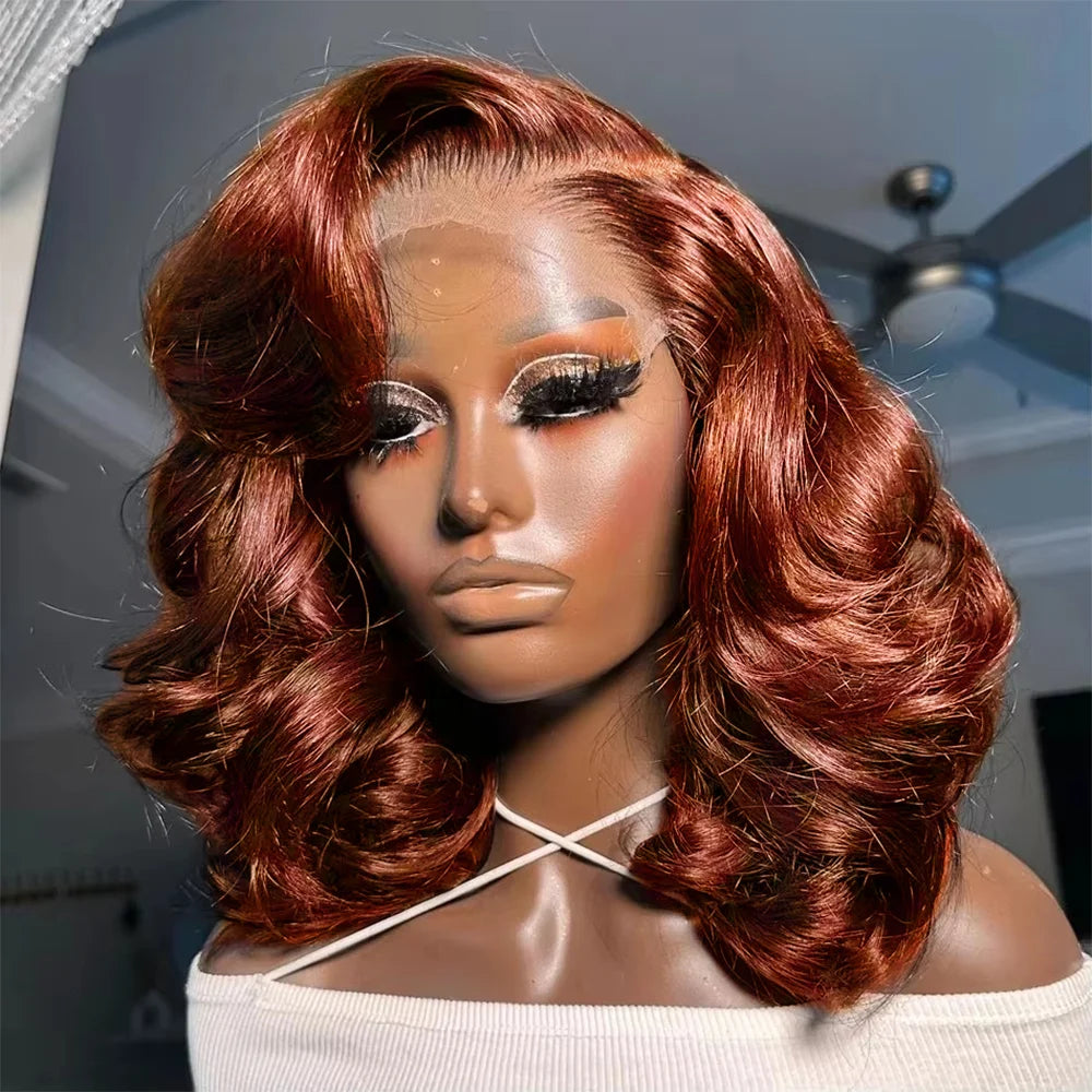Body Wave Short Bob Wig 13x4 Transparent Lace Frontal Wig Brazilian Human Hair Wigs 180% Density Virgin Remy Hair