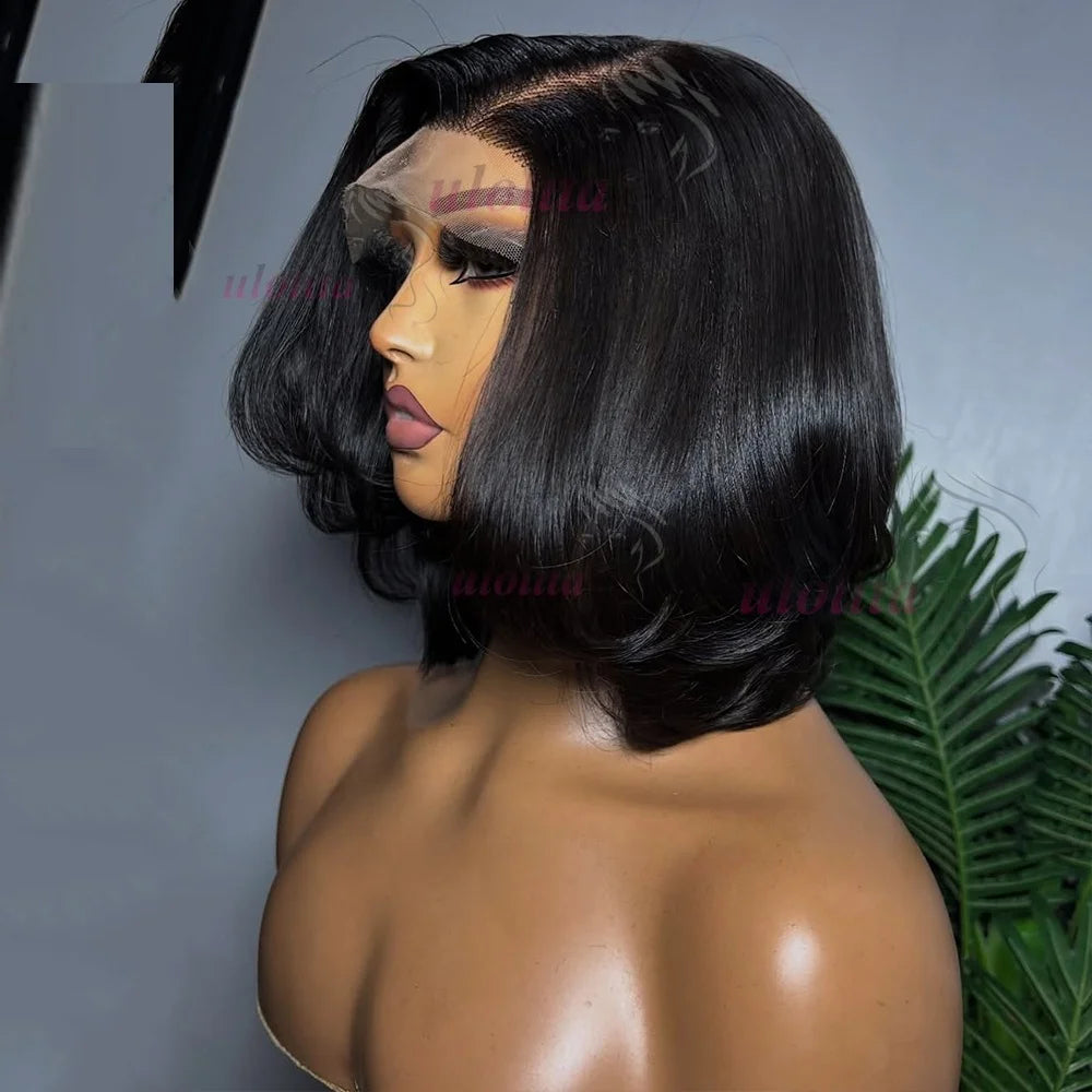 Pixie cut Bob Wig Reddish Brown Lace Closure Wig Wear and Go 4x4/13x4 Glueless Wig Minimalist Lace Bob Wig