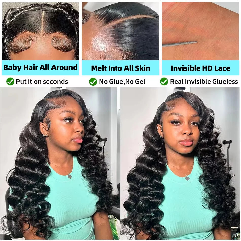 30-40 Inch HD Lace Front Deep Wave Human Hair Wig