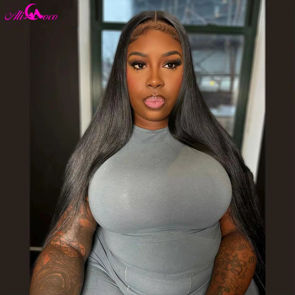 200 Density Ombre Ash Blonde 13x4 Straight Lace Front Wig PrePlucked Brown Root Blonde Wig 13x4 Lace Frontal Human Hair Wigs
